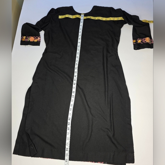 Heavily Embroidered Floral Dress With Split Sides - Picture 3 of 9